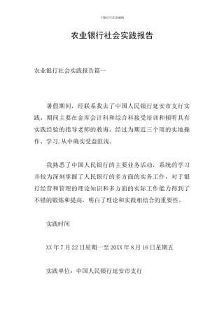 农业银行社会实践报告