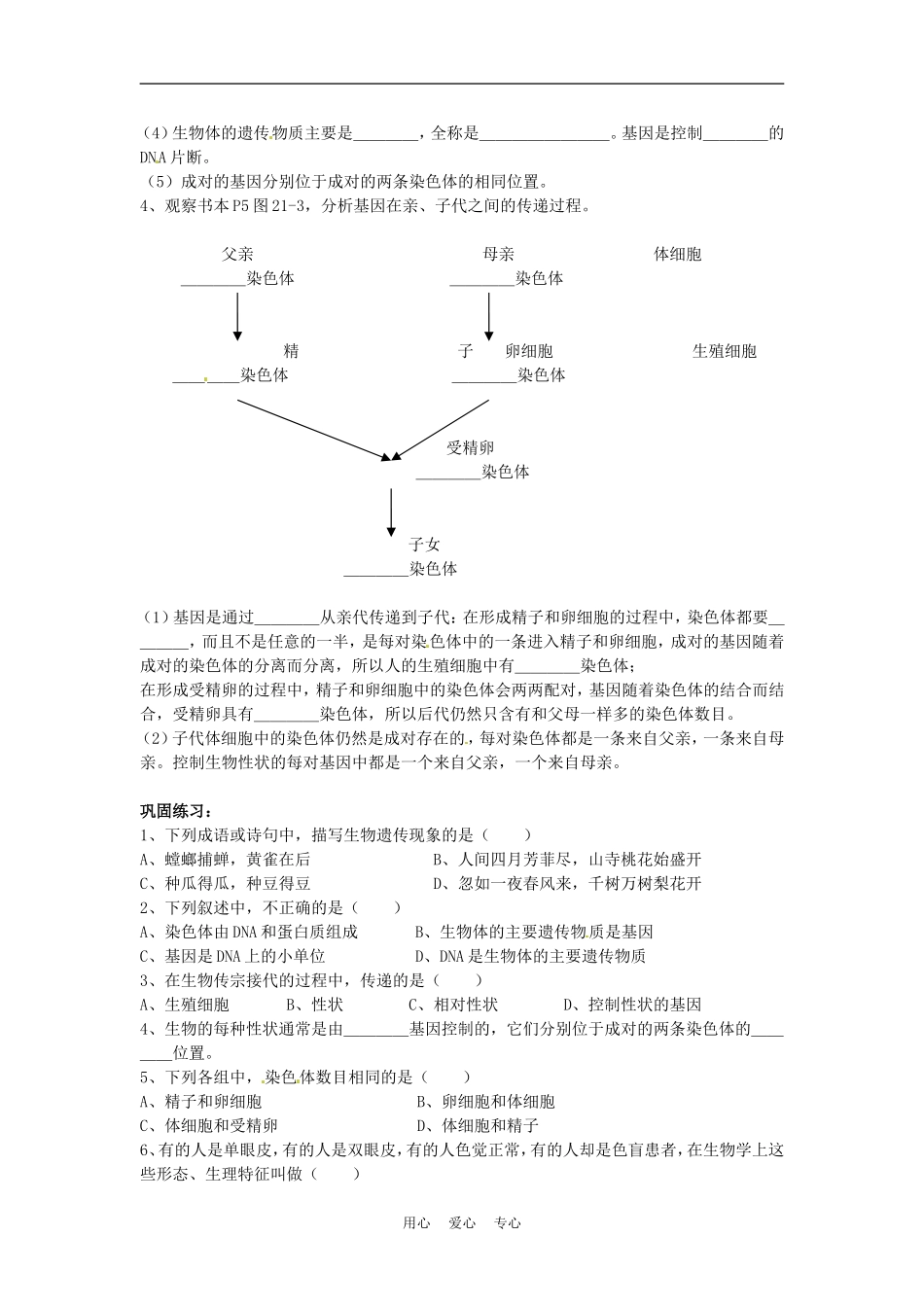 江苏省徐州市第二十二中学八年级生物下册-21.1-第1课时《生物的遗传》教案-苏科版_第2页