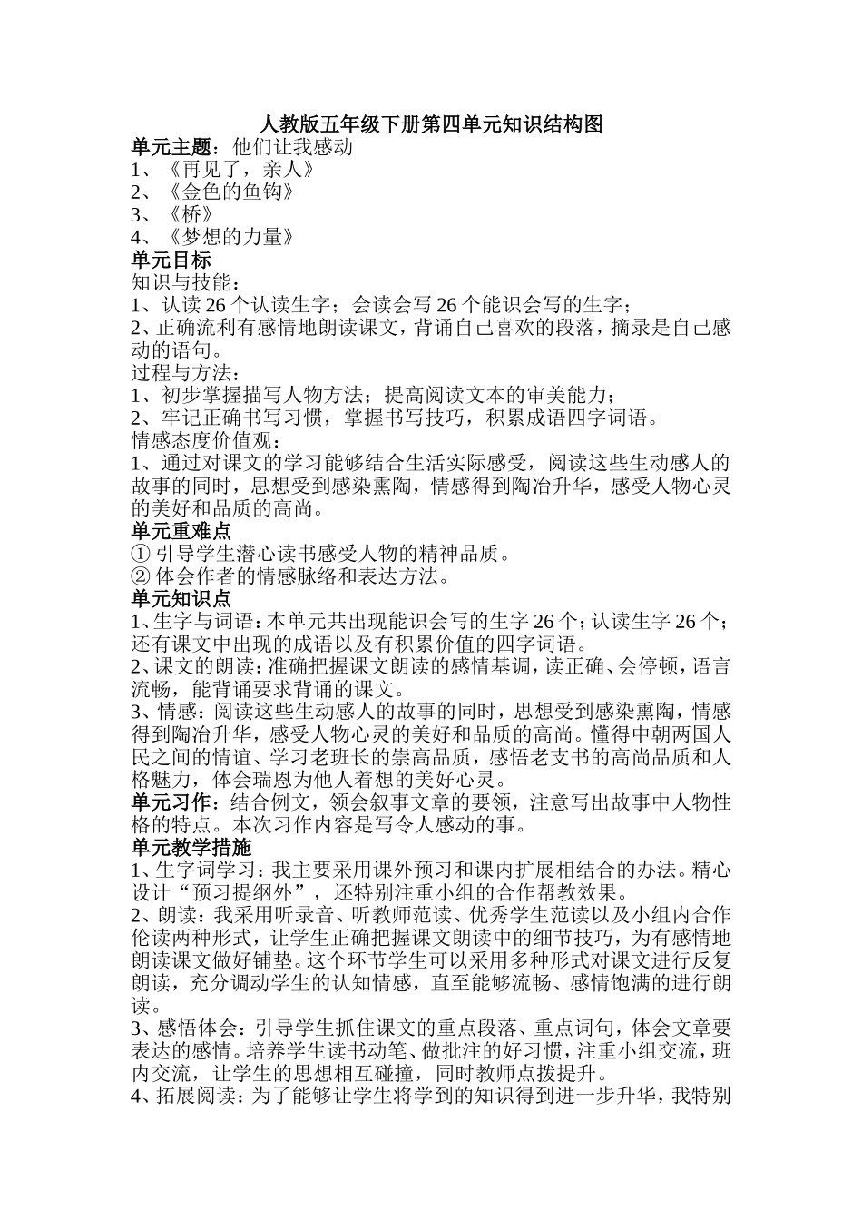 陈翠萍人教版五年级下册第四单元知识结构图_第1页
