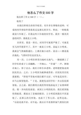 他怎么了作文500字