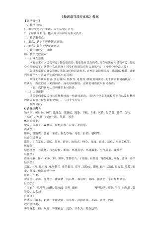 《新词语与流行文化》教案