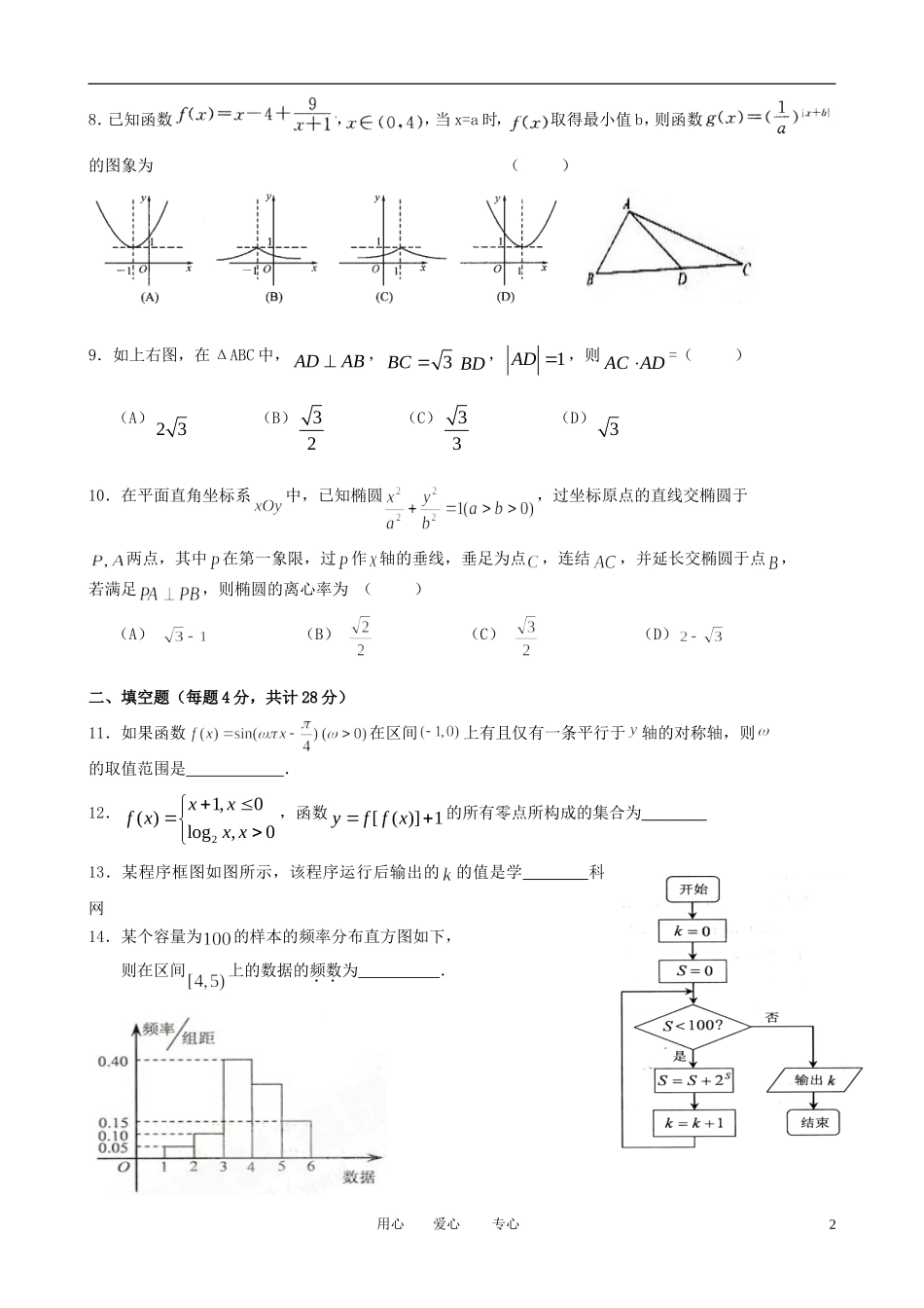 浙江省杭州市2012届高三数学第十次月考试题-文-新人教A版_第2页