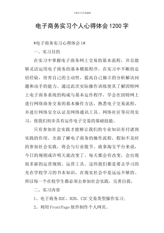 电子商务实习个人心得体会1200字