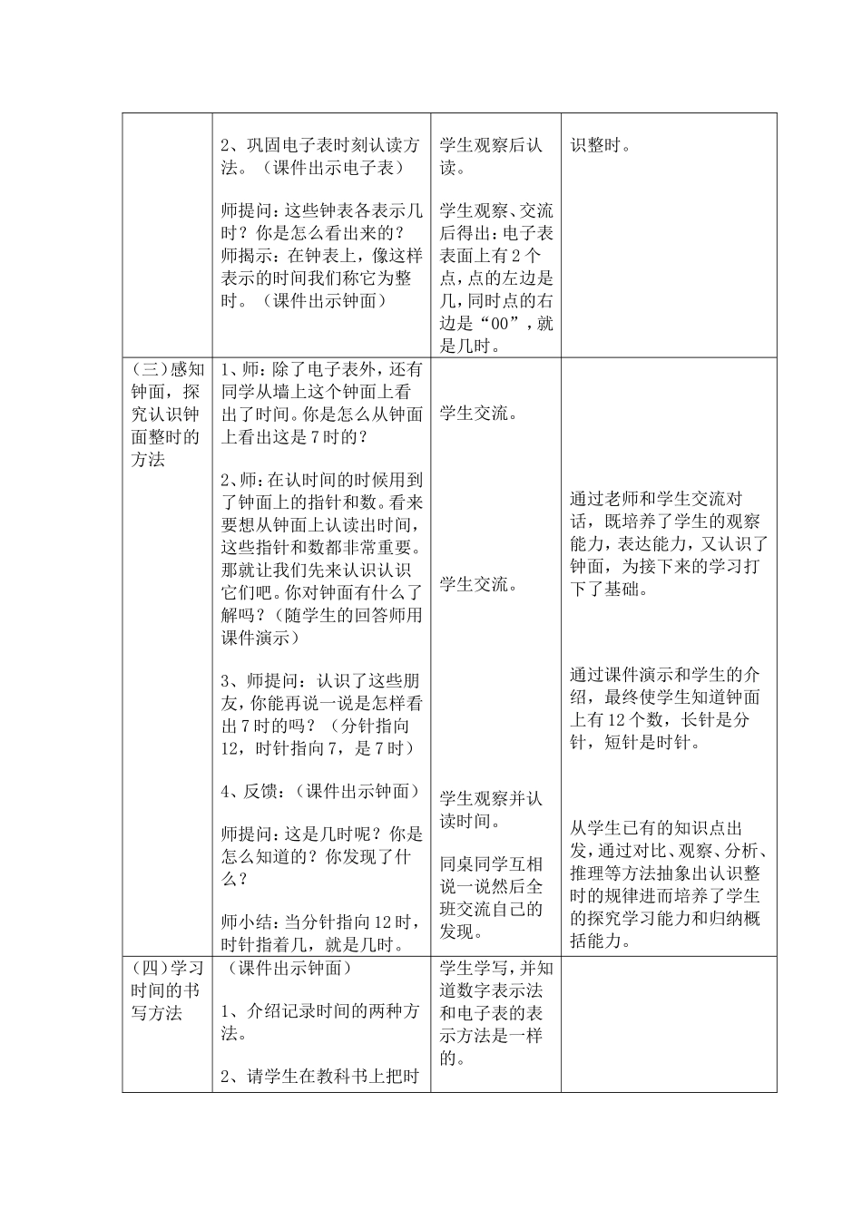 小学数学人教2011课标版一年级人教版《认识钟表》教学设计_第2页