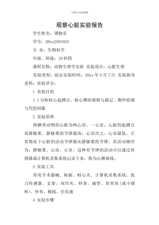 观察心脏实验报告