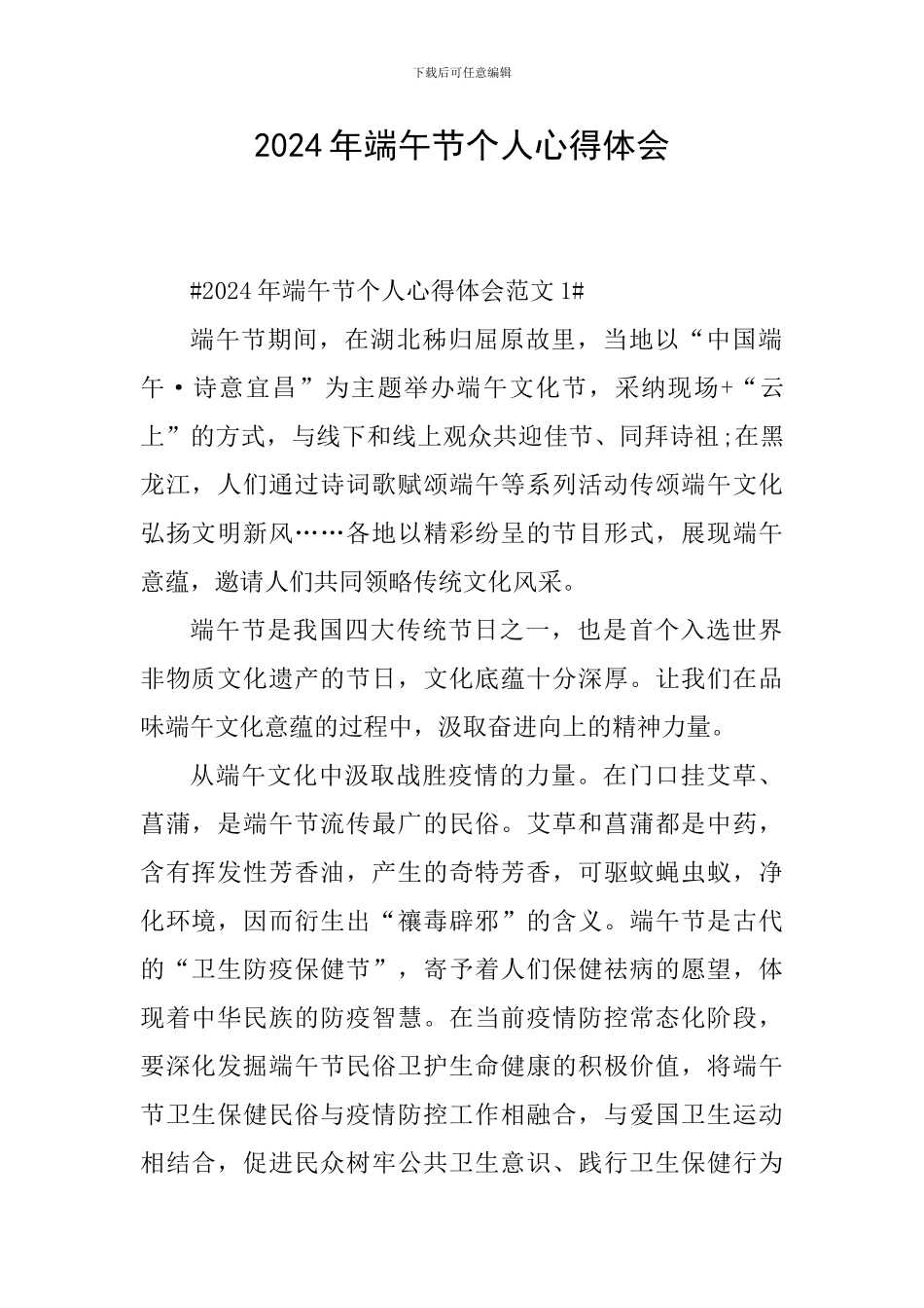 2024年端午节个人心得体会_第1页