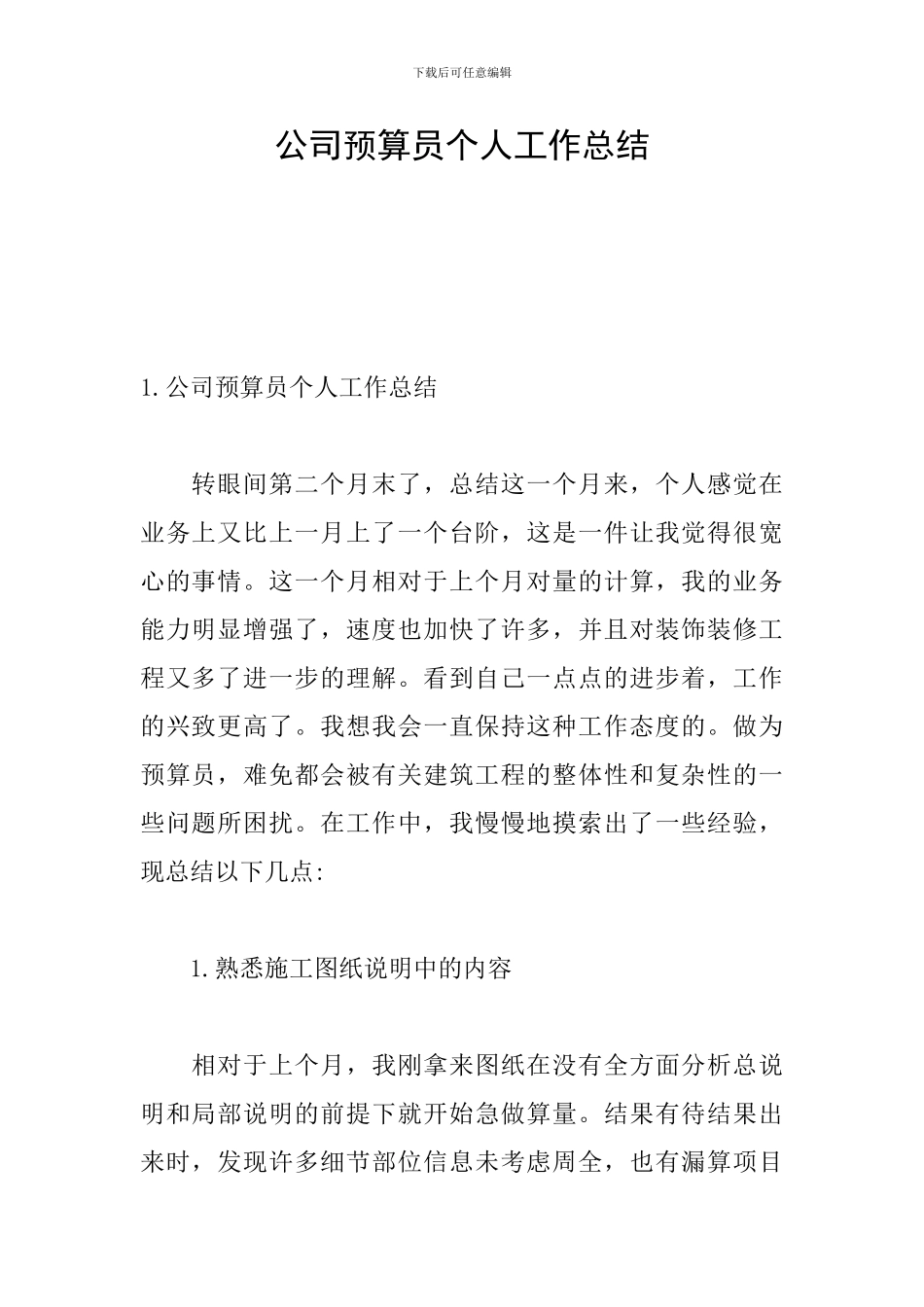 公司预算员个人工作总结_第1页