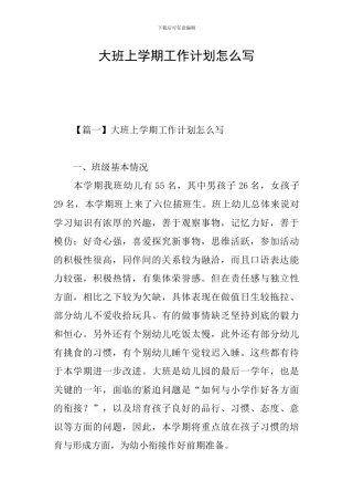大班上学期工作计划怎么写