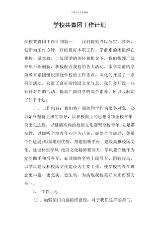 学校共青团工作计划