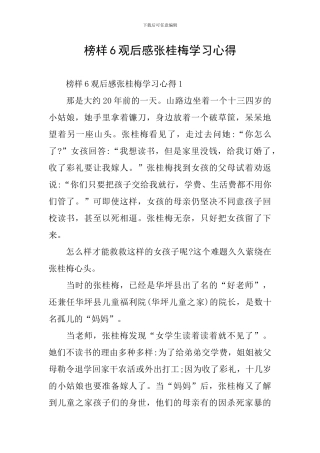 榜样6观后感张桂梅学习心得