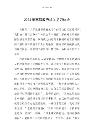 2024年寒假政府机关见习体会