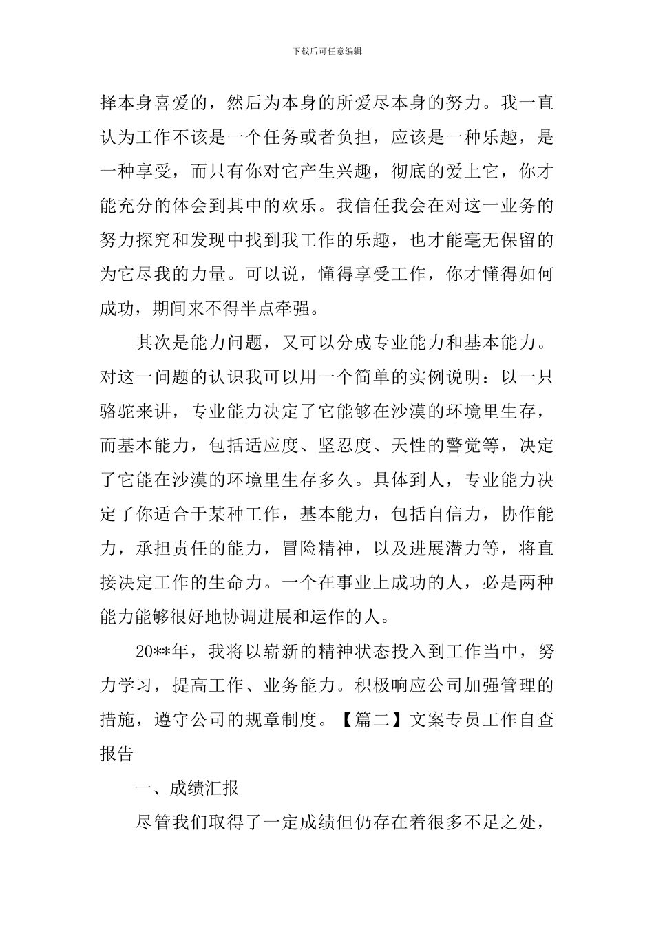 文案专员工作自查报告_第2页