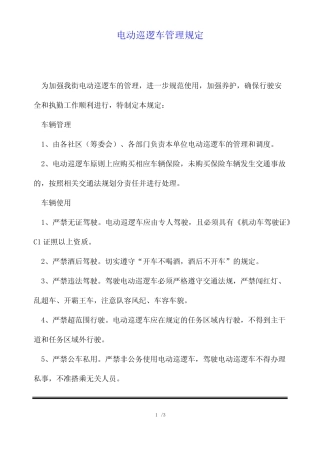 电动巡逻车管理规定 