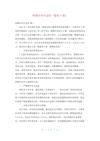 供销社审计总结(真题3)
