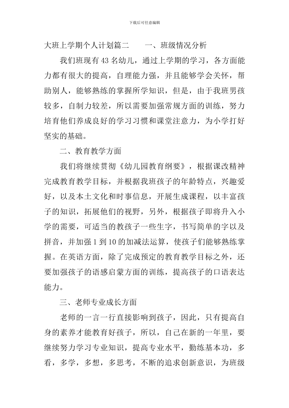 2024年大班上学期个人计划_第3页