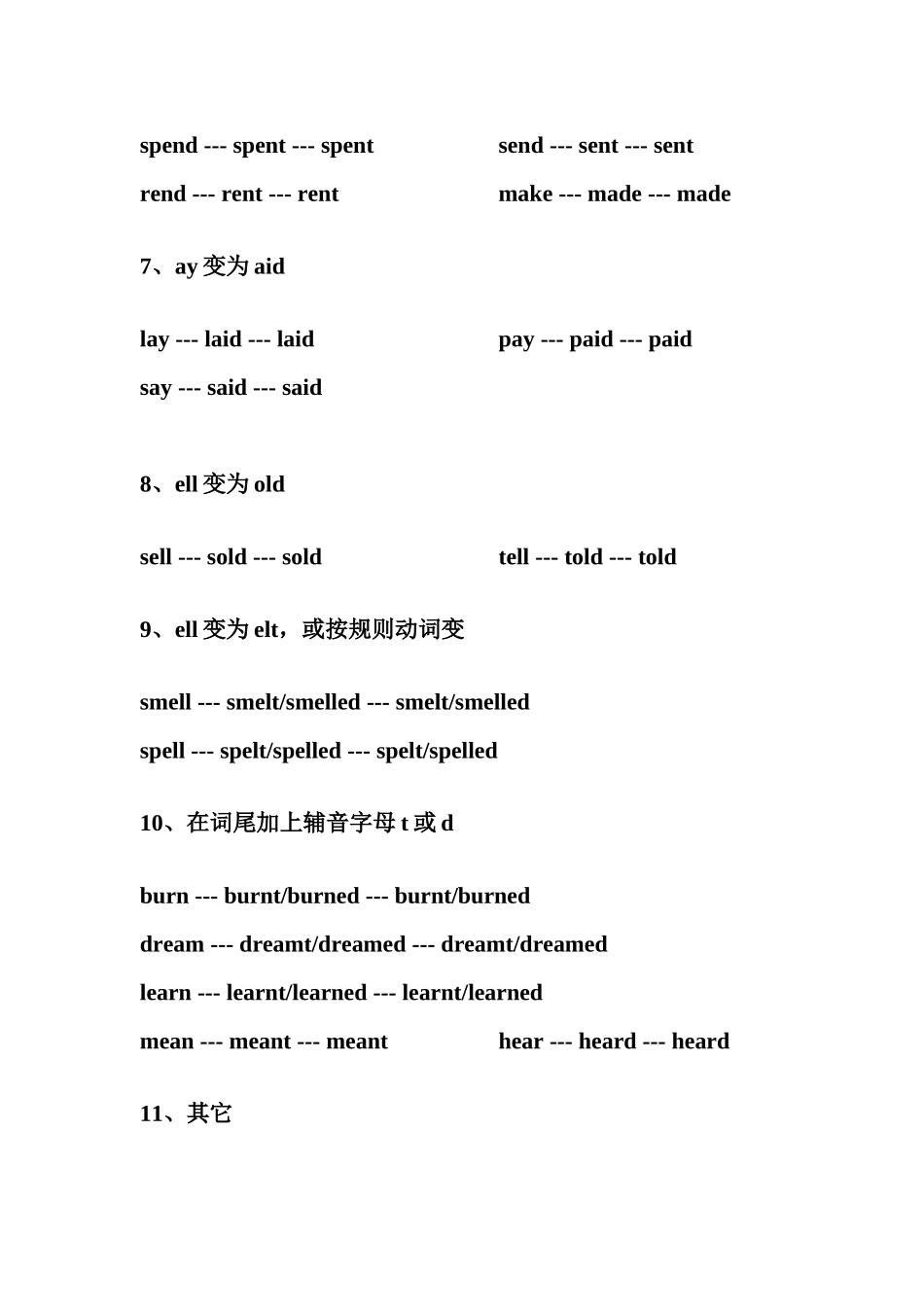 初中英语不规则动词分类表_第3页