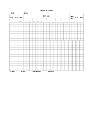 田赛高度成绩记录表