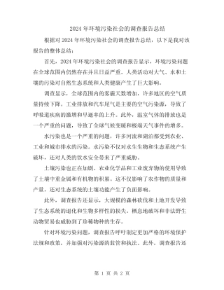2024年环境污染社会的调查报告总结 