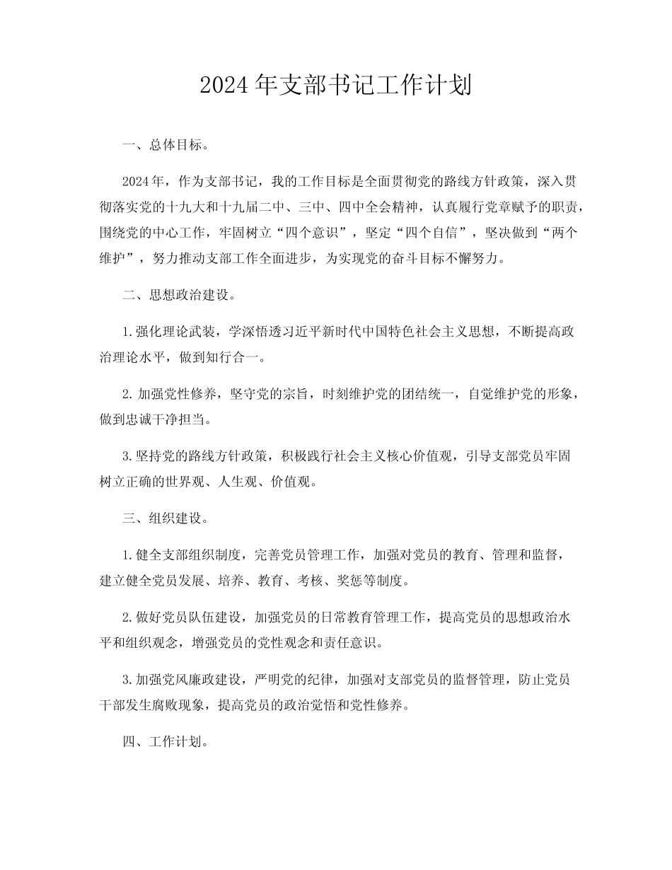 2024年支部书记工作计划_第1页