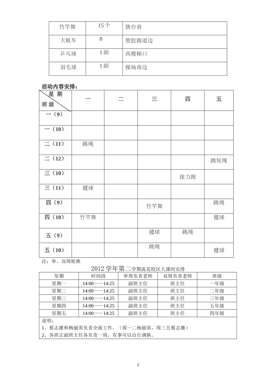 东风西路小学流花校区大课间计划（2012下学期）_第2页