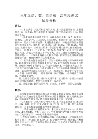 一次试卷分析
