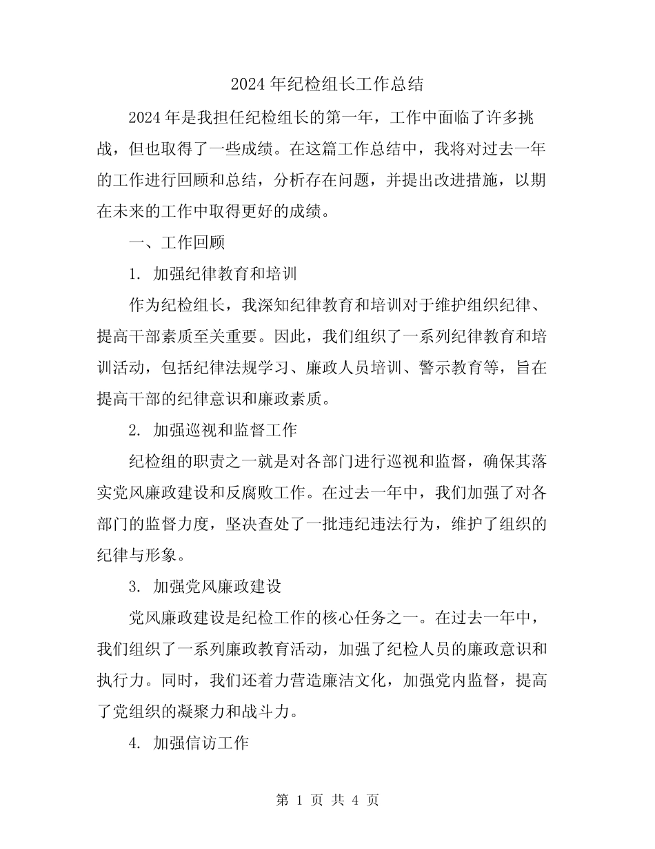 2024年纪检组长工作总结 _第1页