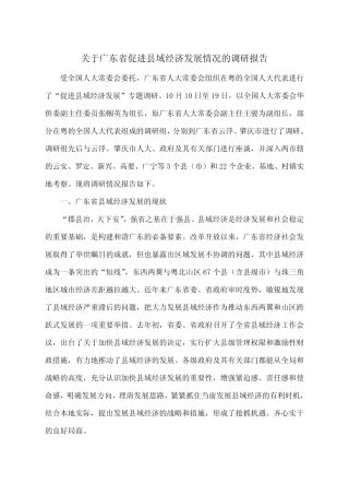 关于广东省促进县域经济发展情况的调研报告精品文档14页 