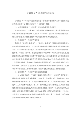 分管领导“一岗双责”工作汇报