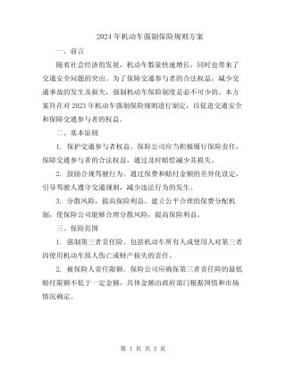 2024年机动车强制保险规则方案 