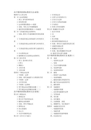 高中物理教材目录 
