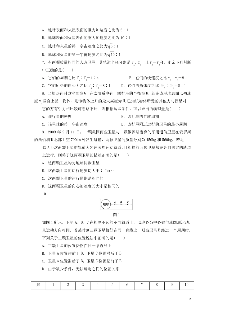 高中物理第六章万有引力与航天单元检测卷含解析新人教版必修_第2页