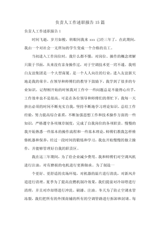 负责人工作述职报告15