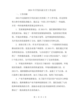 2024年开发区副主任工作总结