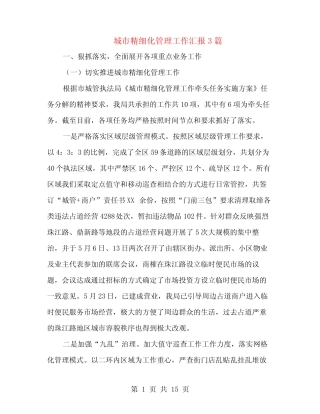 城市精细化管理工作汇报3 