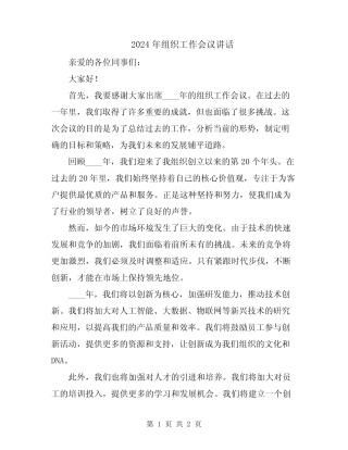 2024年组织工作会议讲话