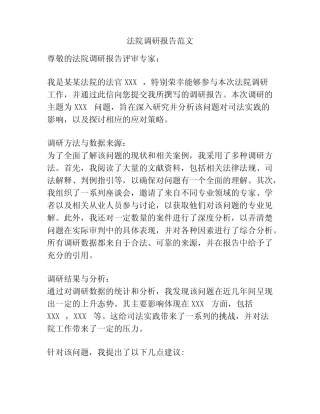 法院调研报告范文 