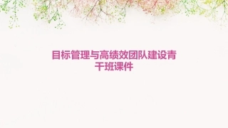 目标管理与高绩效团队建设青干班课件