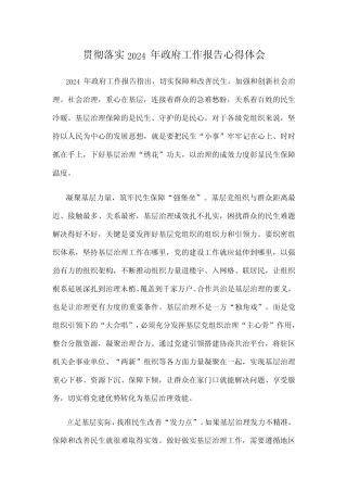 贯彻落实2024年政府工作报告心得体会