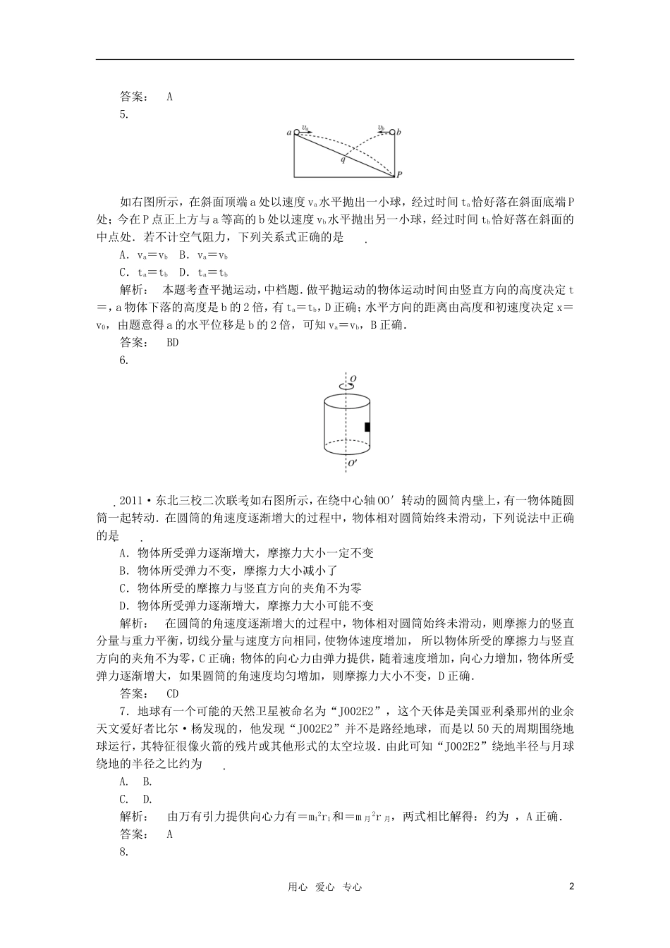 《金版新学案》2012高三物理一轮-高效测评卷(6)-大纲人教版_第2页