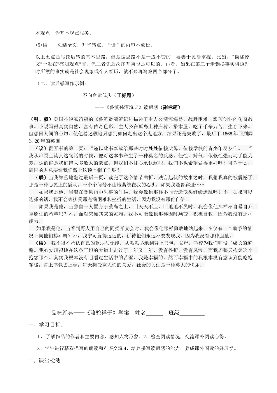 (部编)初中语文人教2011课标版七年级下册《骆驼祥子》学生学案_第3页