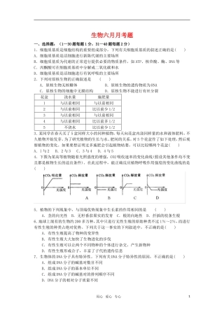 四川省攀枝花市米易中学09-10学年高二生物6月月考旧人教版