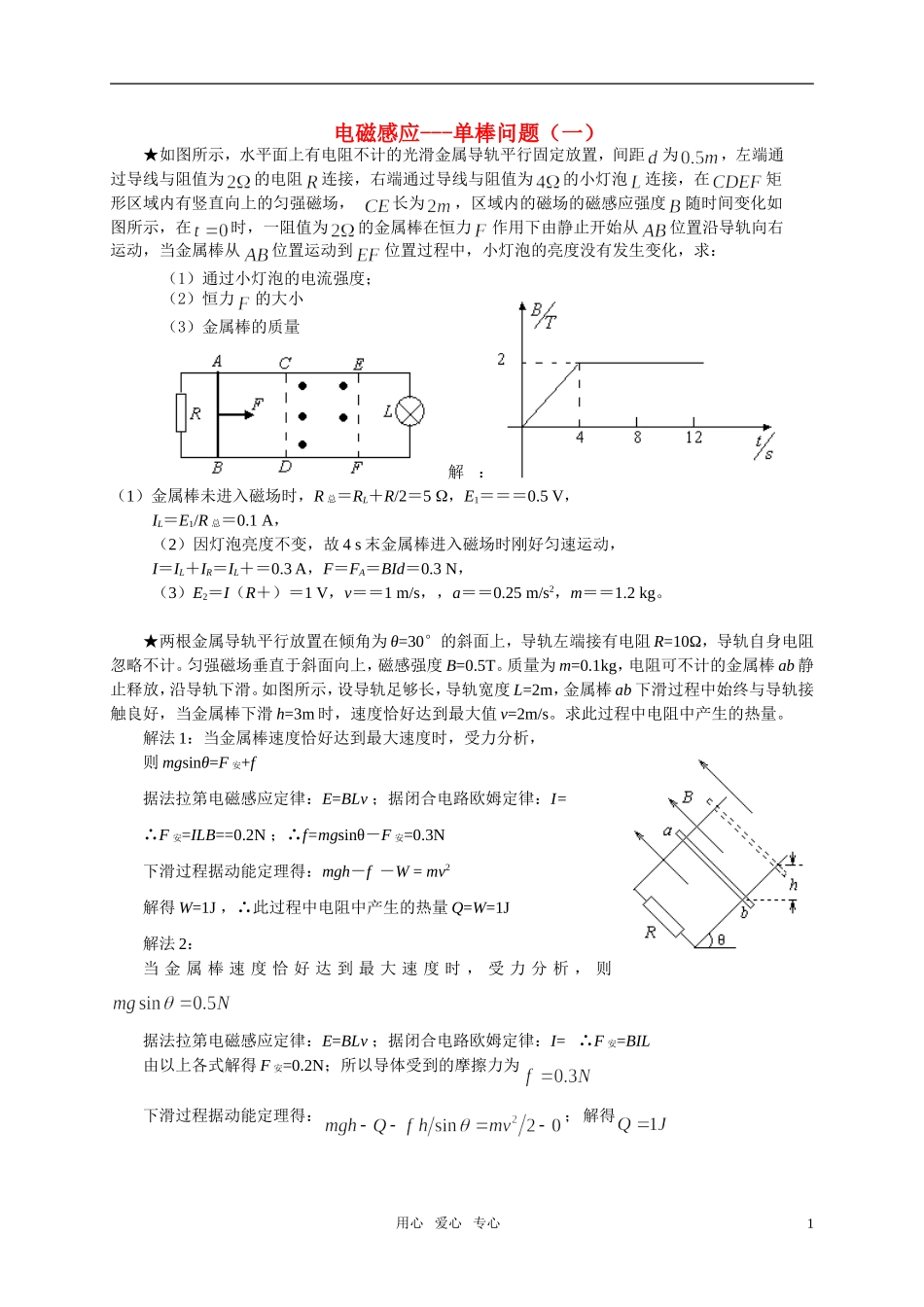 高中物理-电磁感应-单棒问题解析_第1页