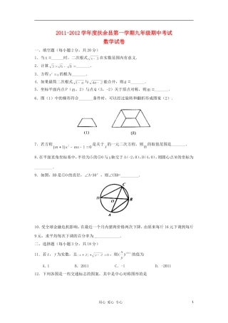 吉林省松原市扶余县2012届九年级数学上学期期中考试试题