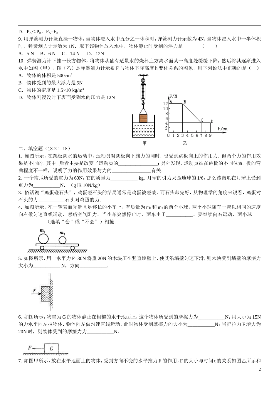 2017初二下学期期中考试试卷-------姓名：------------分数：_第2页