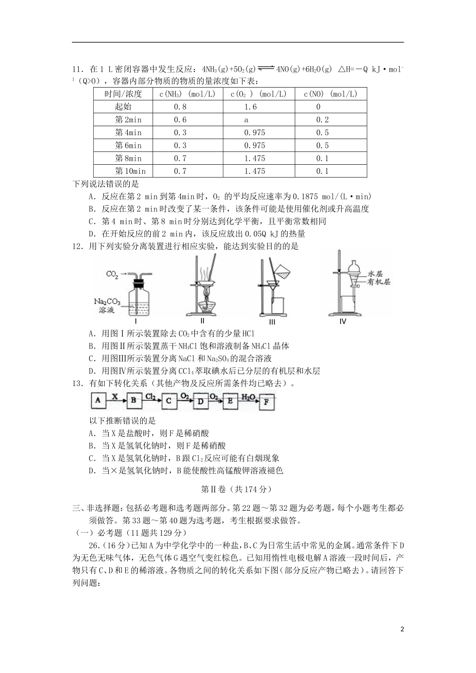 河北省唐山一中2013届高三化学强化训练试题(三)新人教版_第2页