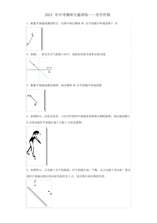 2024年中考物理专题训练——光学作图(解析版) 