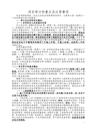 项目审计的重点及注意事项