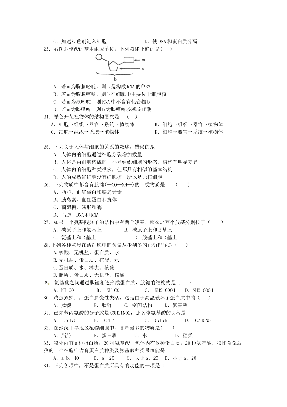 安顺市第一高级中学2013半期考试试卷_第3页