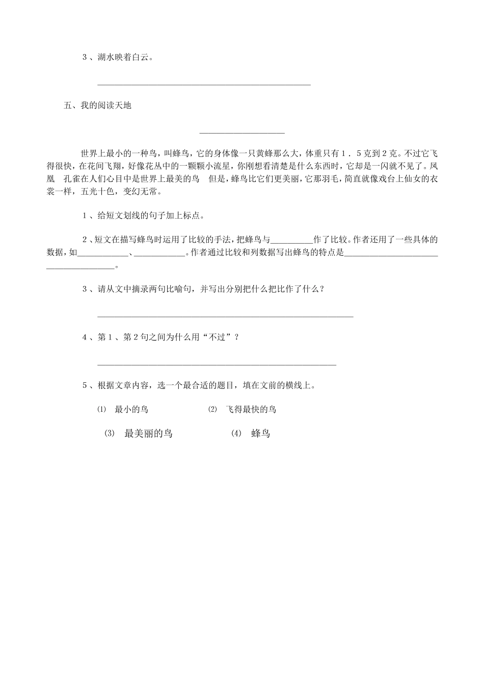 四年级语文上册《白公鹅》课后练习_第2页