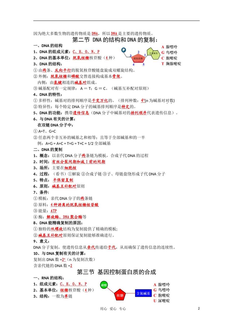 高一生物复习提纲-第四章《遗传的分子基础》苏教版必修1_第2页